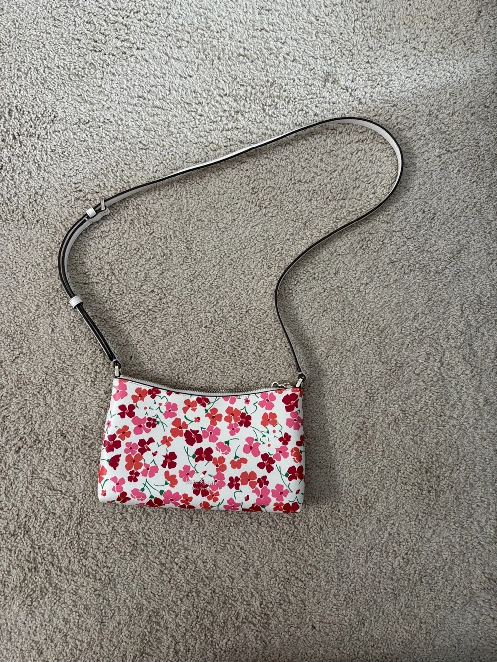 kate spade White Crossbody with Pink & Red Floral Print
